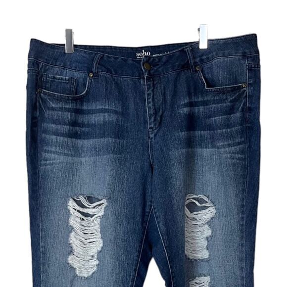 New York & Company Women’s Jeans Soho Mid Rise Boyfriend Distressed Plus Size 18 - Picture 4 of 8